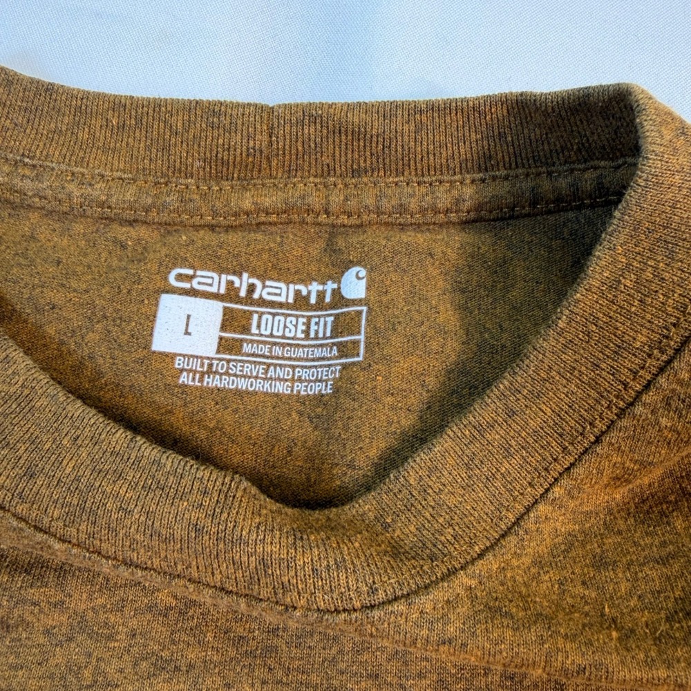 Carhartt Mens Loose Fit Short Sleeve Pocket T-Shirt Brown Heather Large K87 Tee - Picture 6 of 10